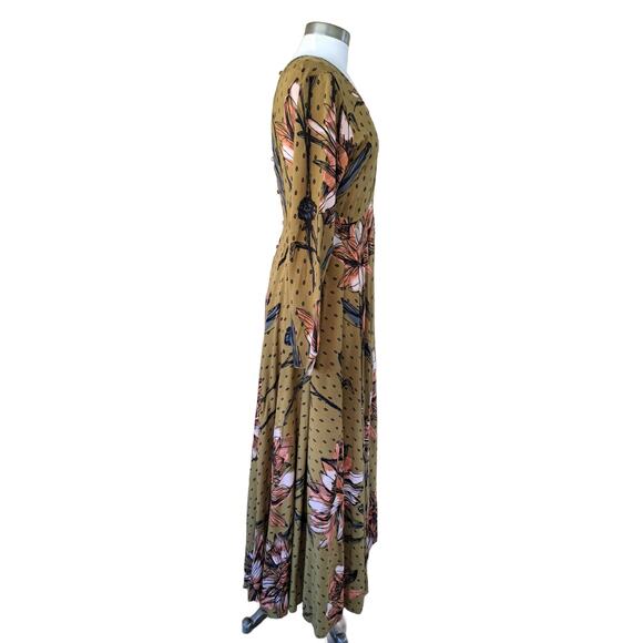 Free People First Kiss Maxi Dress Size Goldenrod Combo - Picture 6 of 13